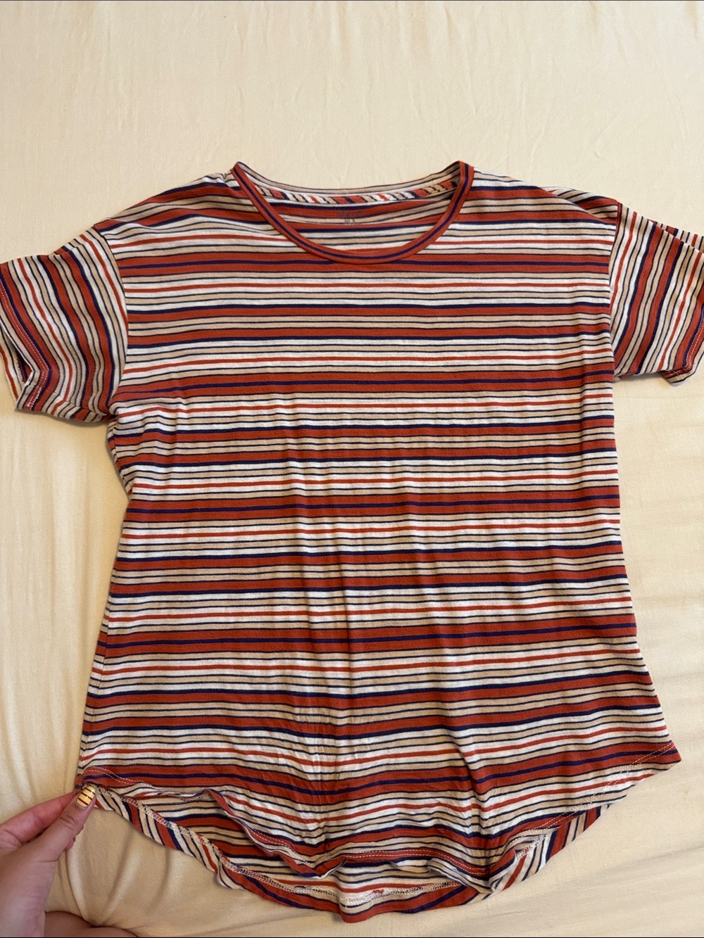 Madewell Short-Sleeve Striped Tee in Rust, Navy & Cream